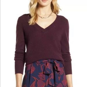 *Halogen burgundy stem cashmere sweater size small-1